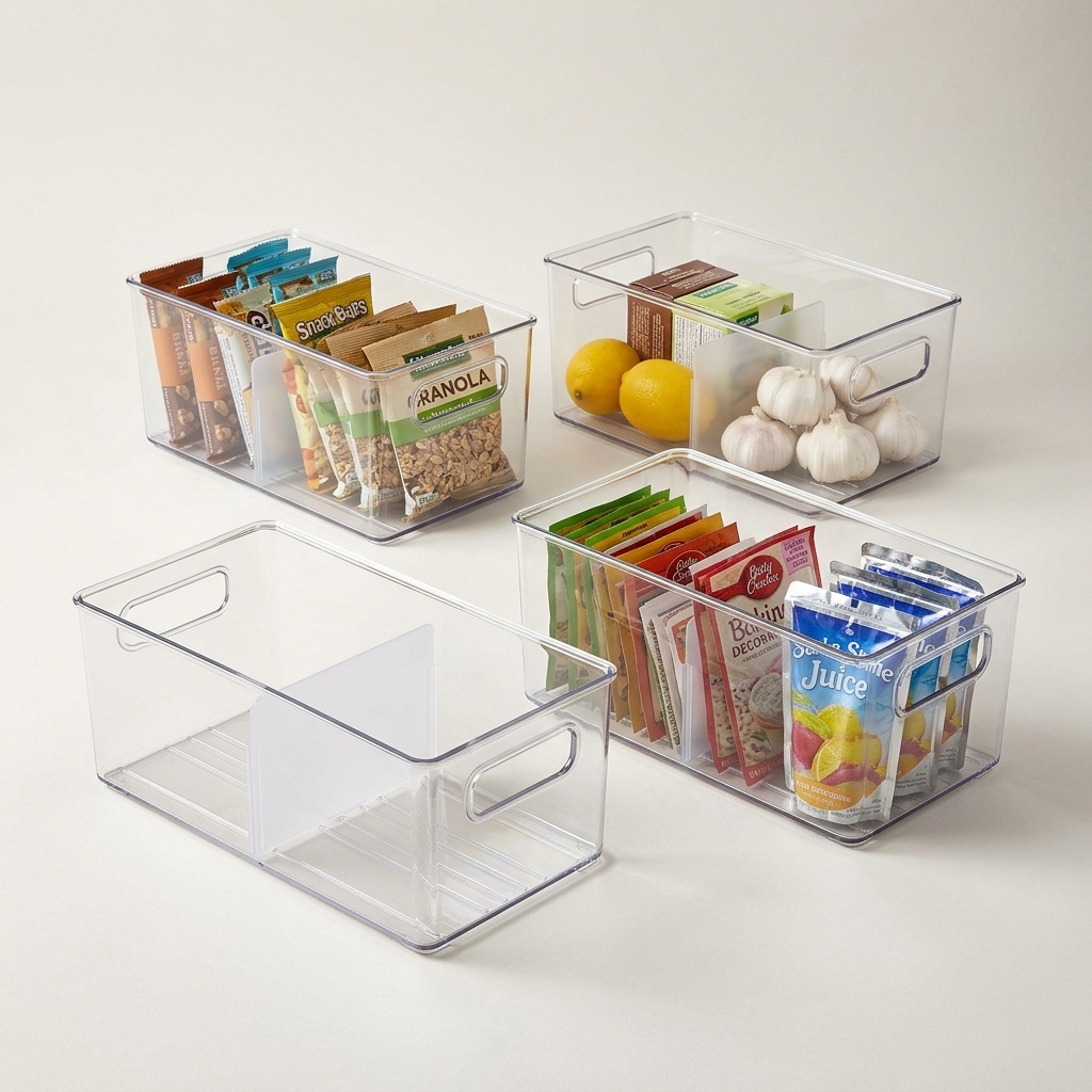 main-01-13 Pestsafe Clear Pantry Storage Bins with Removable Dividers, 4 Pack - Image 1